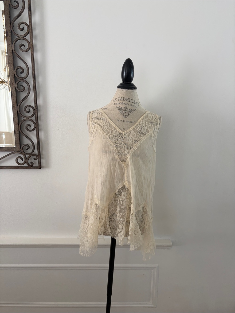 Free People Cream Lace V-Neck Camisole